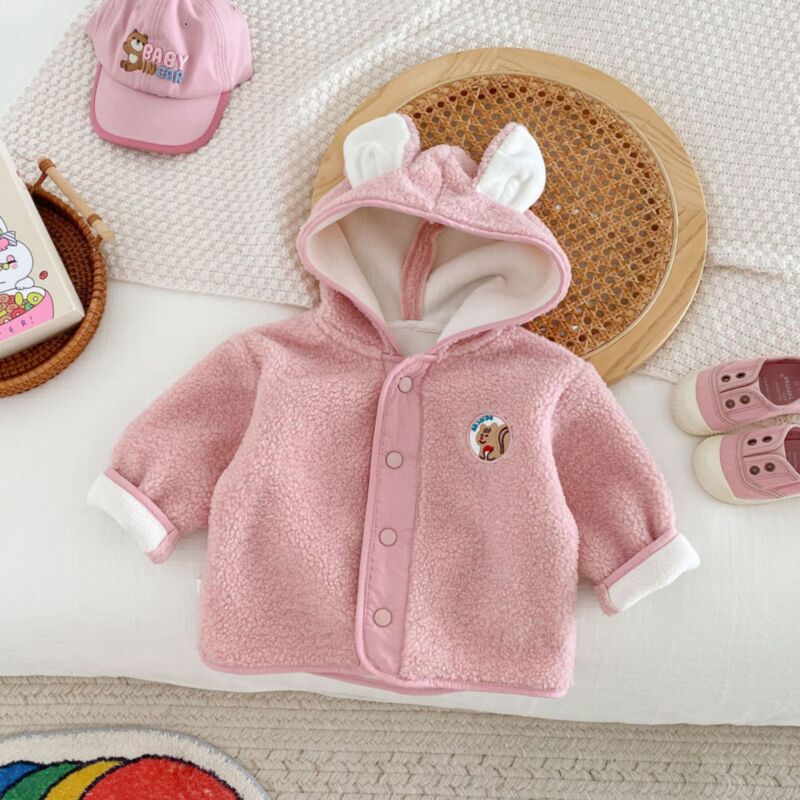 Wholesale 9M-5Y Toddler Girls Bear Plush hooded Jackets