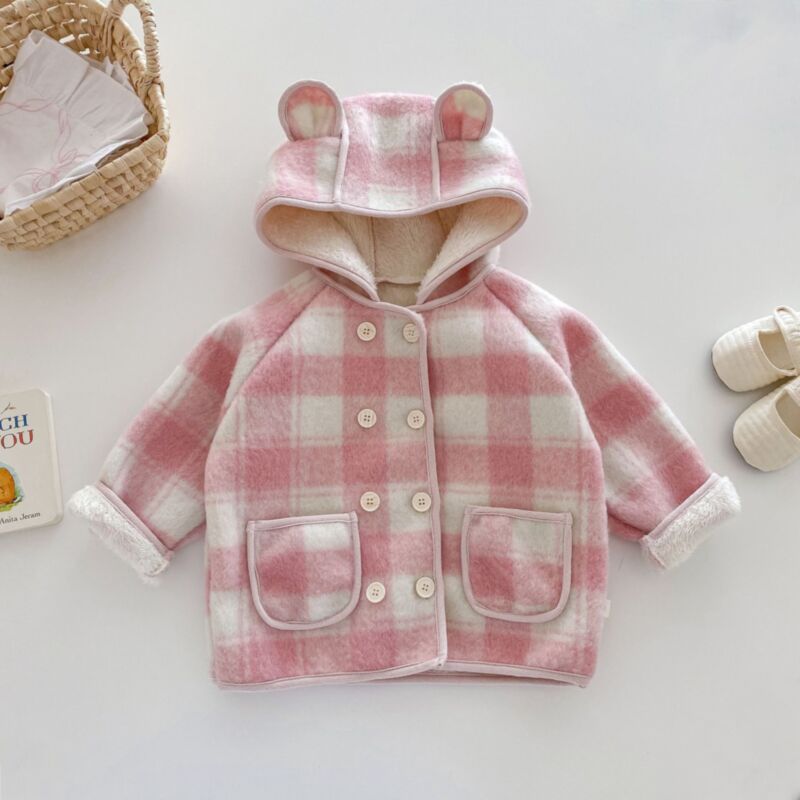 Wholesale 9M-6Y Toddler Girls Plaid Hooded Jackets & Co