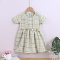 Wholesale 9M-8Y Kids Girls Houndstooth Shorts Sleeve Dr