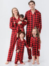 Wholesale Christmas Family Matching Checked Print Pajam
