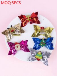 Wholesale Christmas Glitter Bow Carton Decor Baby Headb