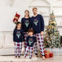 Wholesale Christmas Long Sleeve Elk Loungewear Set Fami