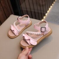 Wholesale Girls Ruffled Beaded Roman Sandals Trendy Who