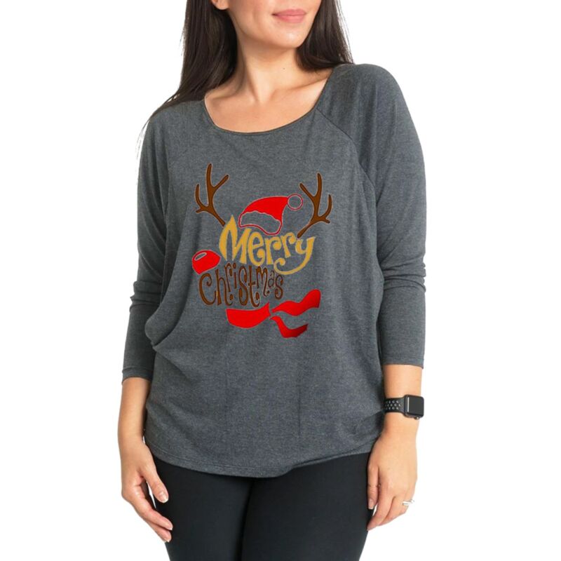 Wholesale Maternity Top Christmas Elk Print Round Neck
