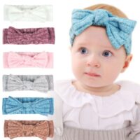 Wholesale MOQ 2PCS Solid Color Hairband Newborn Bow Ela