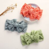 Wholesale MOQ 2PCS Solid Color Ruffle Trim Bow Baby Hea