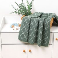Wholesale Newborn Unisex Plaid Knitted Baby Blankets Wh