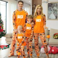 Wholesale Orange Halloween Sleepwear Split Pajamas Set