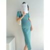 Wholesale Short Sleeve Ice Silk Long Maternity Dress Wh