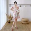Wholesale Sweet Floral Chiffon Doll Collar Maternity Nu