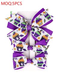 Wholesale Three Pieces Halloween Pumkin Spider Printed