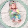 Wholesale Tie Dye Print Newborn Blanket With Headband 2