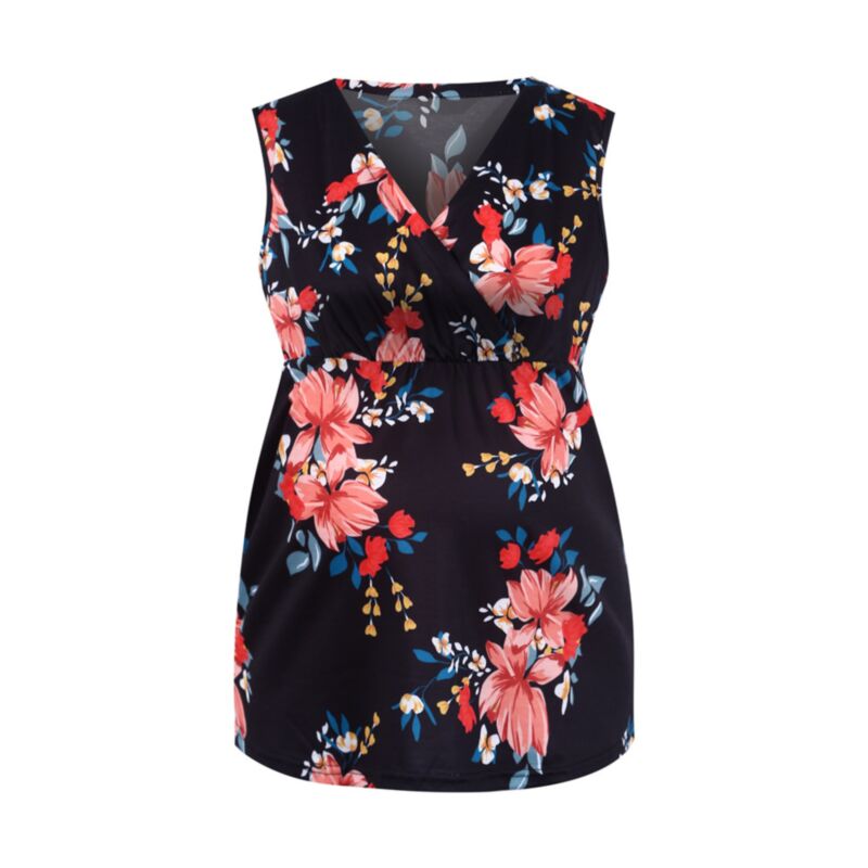 Wholesale V-Neck Flower Print Sleeveless Dress Wholesal