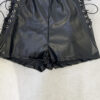 Women Autumn and Winter Black Stretchy Pu-Leather Shorts