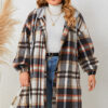 Women autumn and winter plaid hooded maxi coat