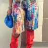 Women Casual Painted Printed Shorts