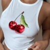 Women Cherry Letter Print Tank Top