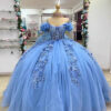 Women colorful off-the-shoulder appliqué formal party dress with tulle appliqués（Processing time need 3-6 days）