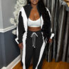 Women double stripe contrasting sport casual two-piece suit