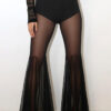 Women Fall Sexy See-Through Mesh Bell Bottom Pant