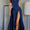 Women fall strappy slit sexy maxi dress