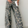 Women Fall/Winter Cargo Pocket Casual Camouflage Wide-Leg Pant