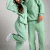 Women Fall/Winter Solid Hoodies with Eye Mask and Pants Two-Piece Set