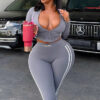 Women Fitness Long-Sleeved Top and Pants Two-Piece Set