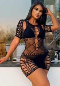 Women Hollow Geometric Short Sleeve Free-to-remove Sexy Lingerie