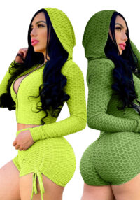 Women Hooded Top and Shorts Two-piece Set