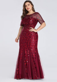 Women Lace Mesh Formal Party Fishtail Evening Dress