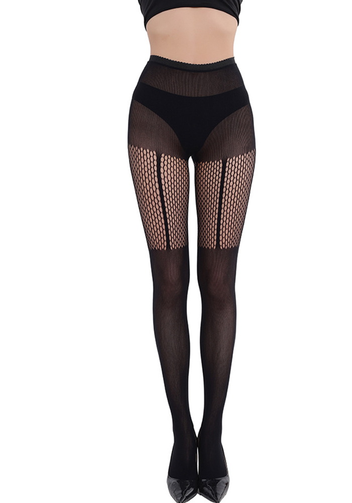 Women line hollow jacquard fishnet stockings