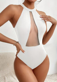 Women Mesh Patchwork Body Shaping Stretch Sexy Bodysuit