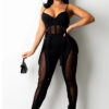 Women Mesh See-Through Sexy Suspender Jumpsuit