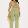 Women One-Shoulder Hollow Strapless Backless Bell Bottom Jumpsuit