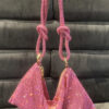 Women Pink Rhinestone Encrusted Handbag