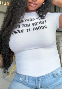 Women Printed Short-Sleeve Round Neck T-Shirt Top