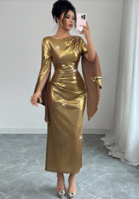 Women Sexy American Round Neck Maxi Dress