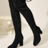 Women Sexy Block-Heeled High-Heeled Boots with Lace-Up Backs for Winter High-Heeled Boots