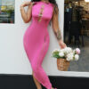 Women Sexy Hollow Sleeveless Bodycon Dress