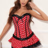 women sexy polka dot vintage corset + matching skirt set