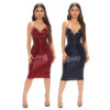 Women Sexy Sequins Deep V Sling Evening Dress Bodycon Dress