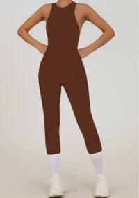 Women Sleeveless Fitness Yoga Padded Stretch Quick-Dry Fitness Jumpsuit