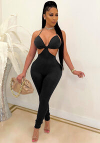 Women Solid Backless Sexy Jumpsuit