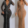 Women Solid mesh Beaded dress