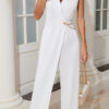 Women Solid Sleeveless Jumpsuit with Chain