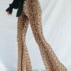 Women Spring Leopard Print Basic Bell Bottom Pants