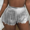Women Spring/Summer Pu-Leather Tassel Shorts