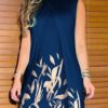 Women Summer Blue Print Irregular Sleeveless Casual Dress