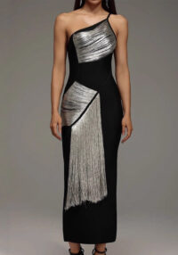 Women Summer Sequined One-Shoulder Bodycon Dress